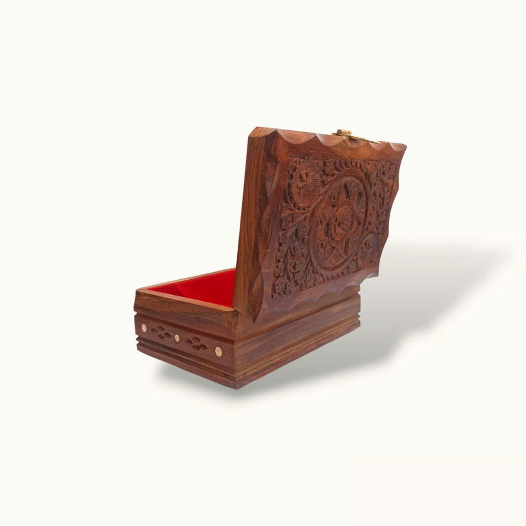 Beautiful Carved Jewelry Box, The Carving Art Wooden Box.