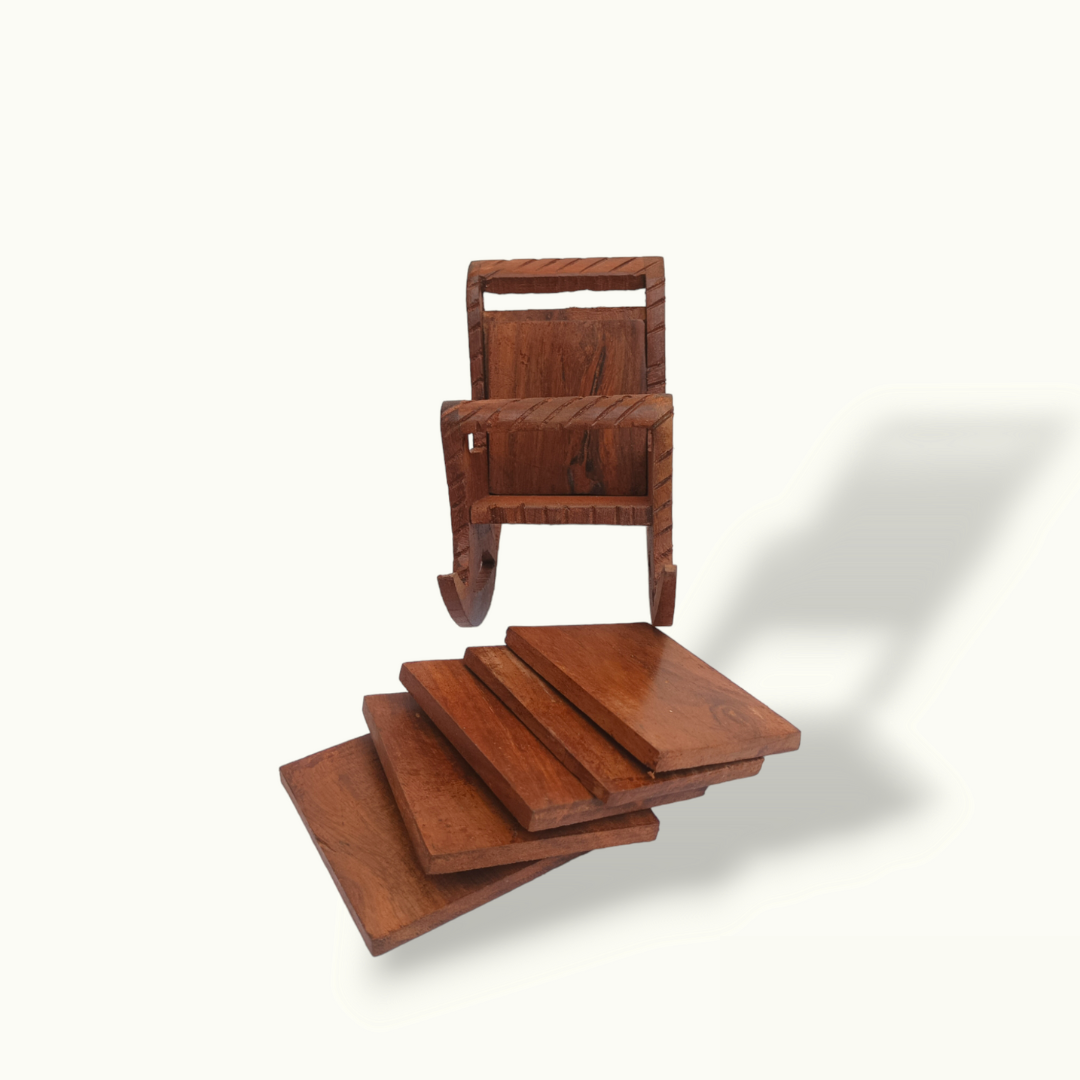 Unique Rocking Chair Shape Tea Coasters, Beautiful Wooden Coasters.