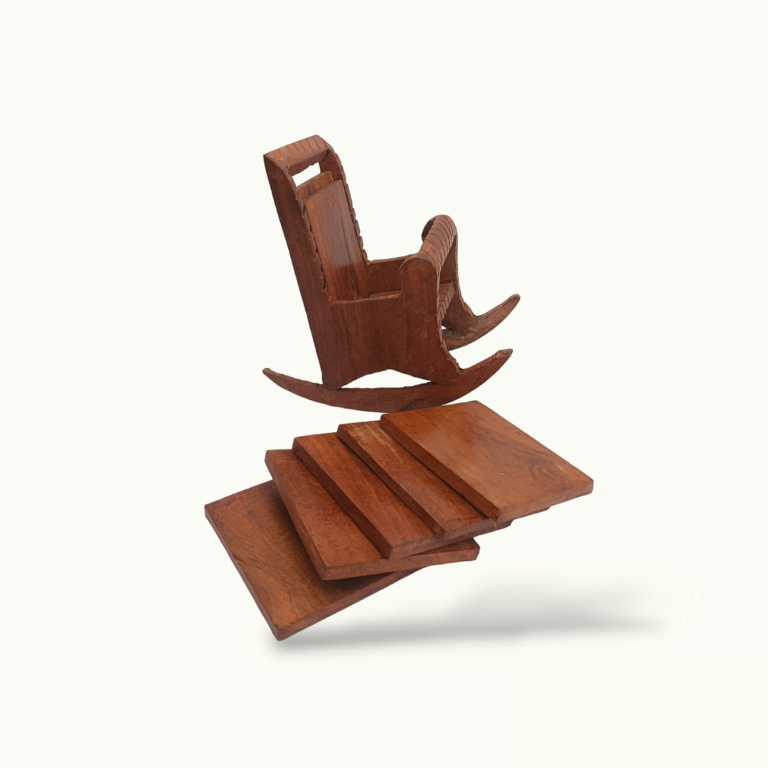 Unique Rocking Chair Shape Tea Coasters, Beautiful Wooden Coasters.