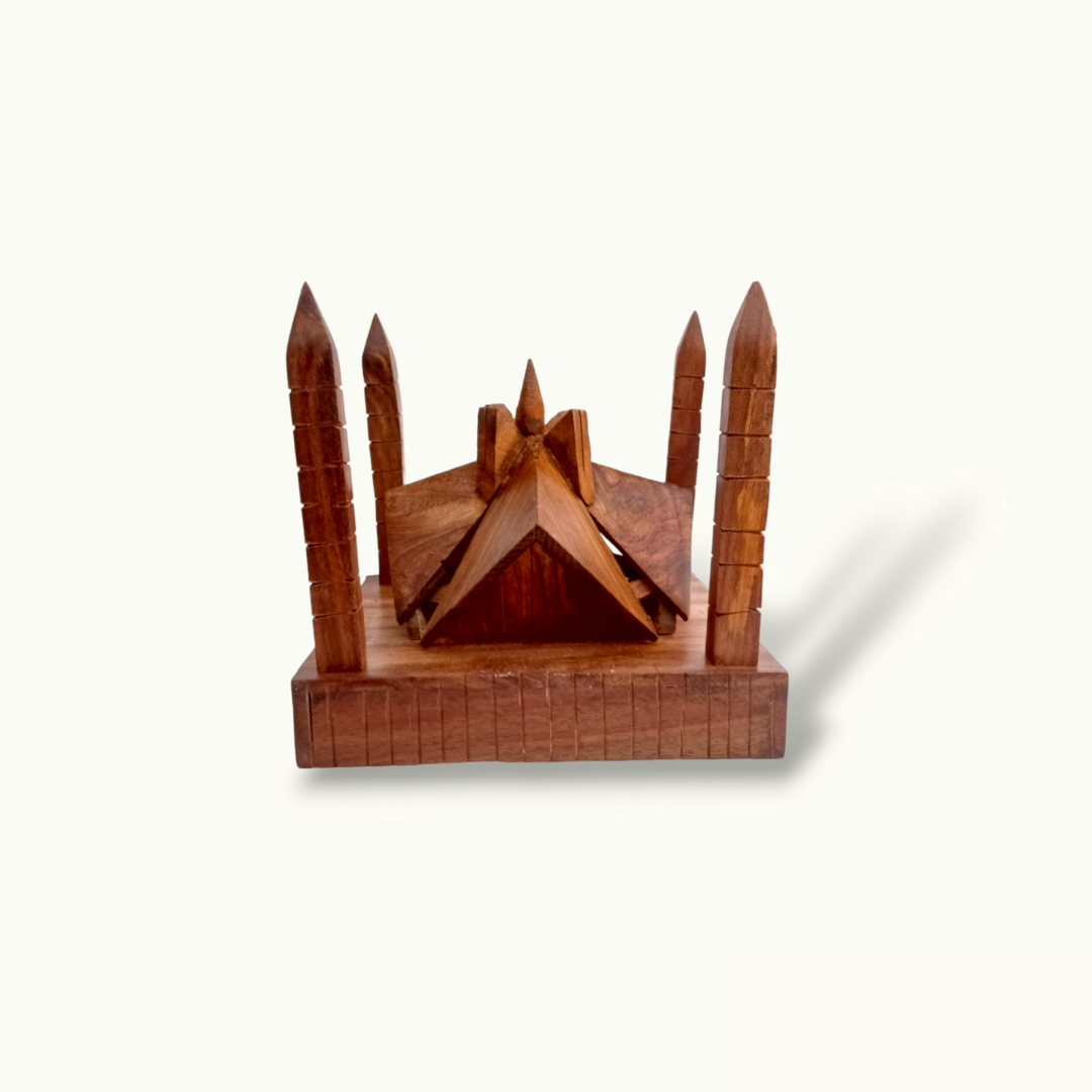 Handcrafted Wooden Replica of Faisal Mosque, Faisal Mosque Model.