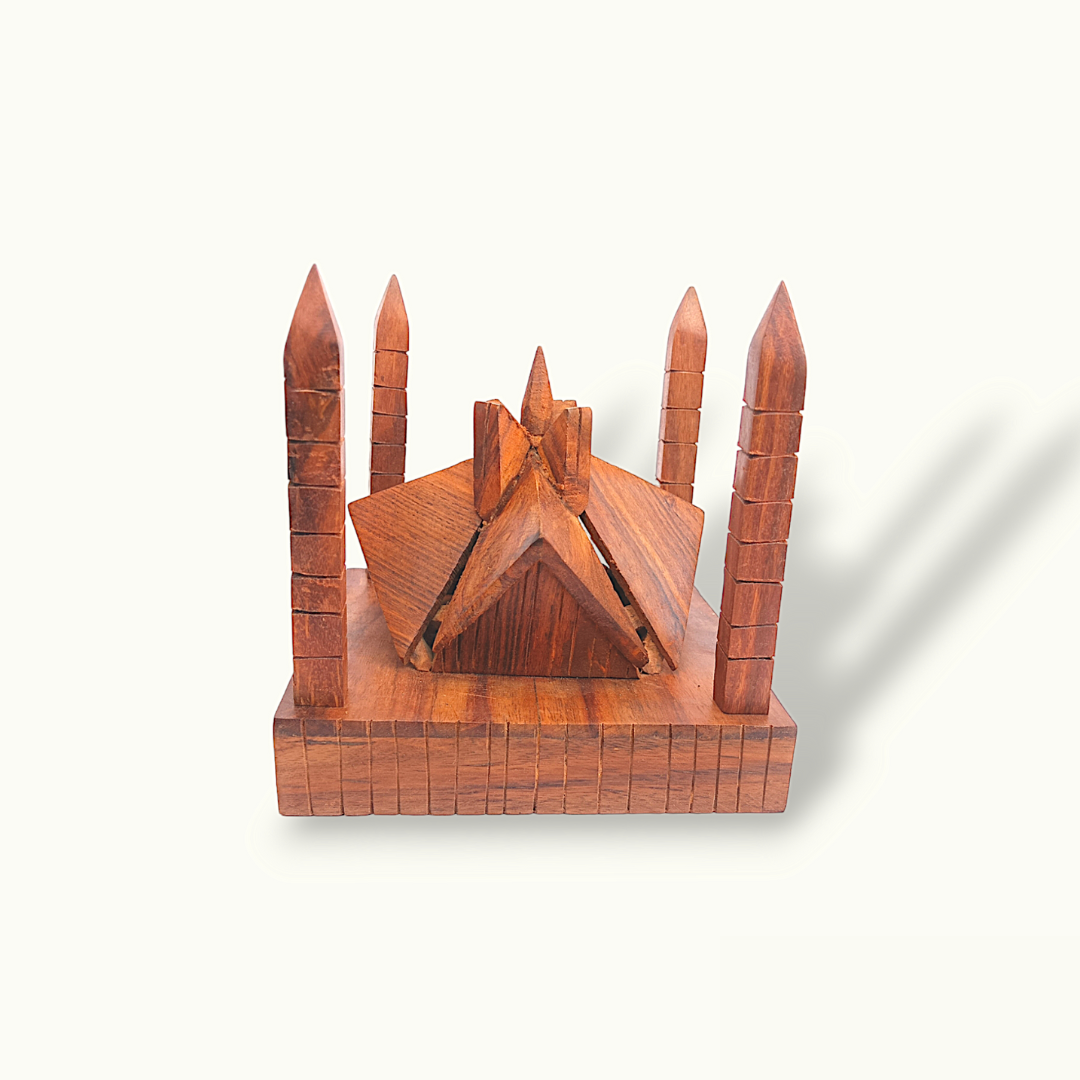 Handcrafted Wooden Replica of Faisal Mosque, Faisal Mosque Model.