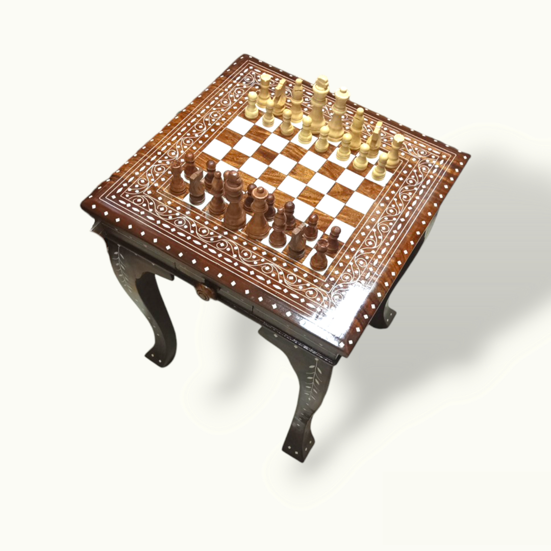 Handcrafted Wooden Chess Table, The Beautiful Chess Table.