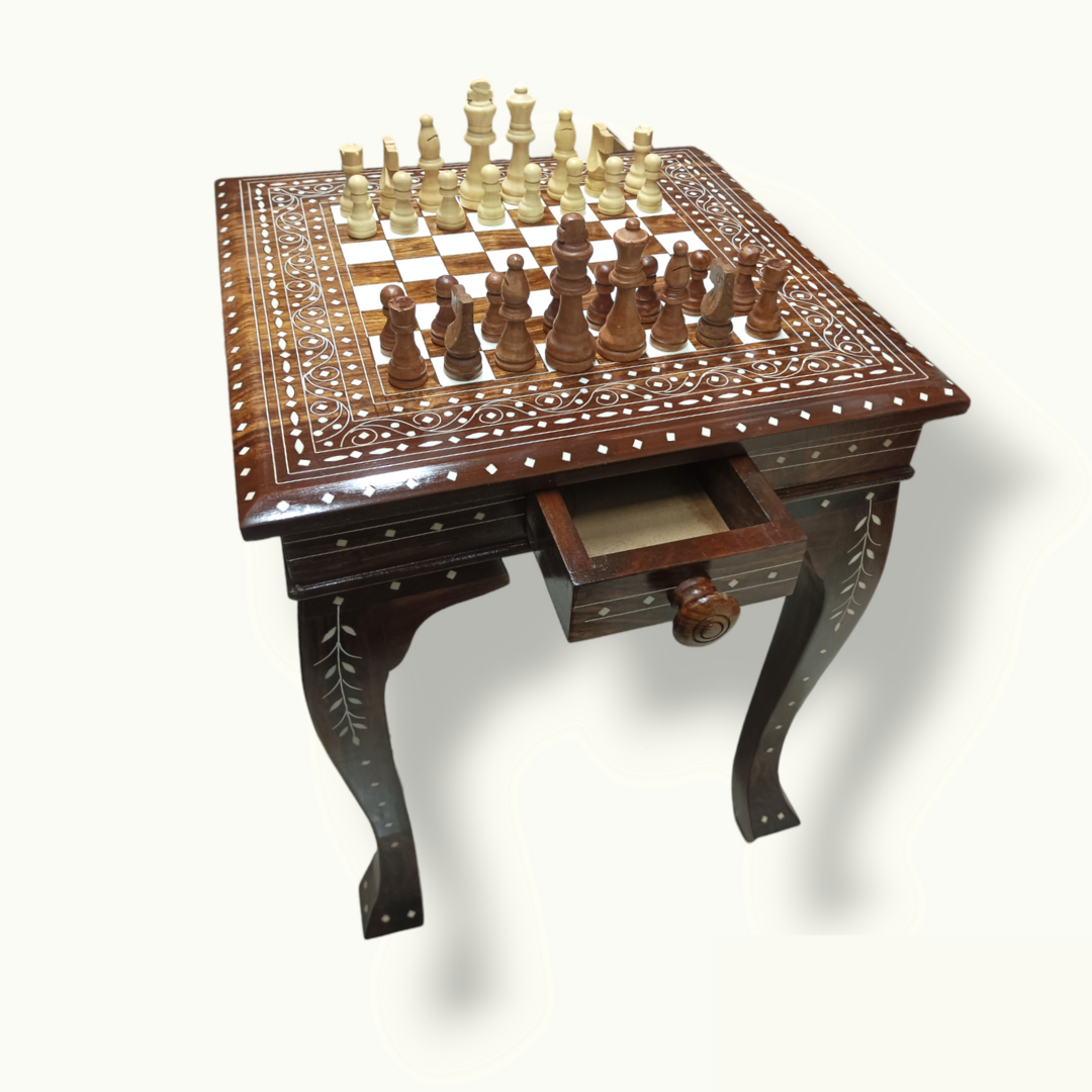 Handcrafted Wooden Chess Table, The Beautiful Chess Table.