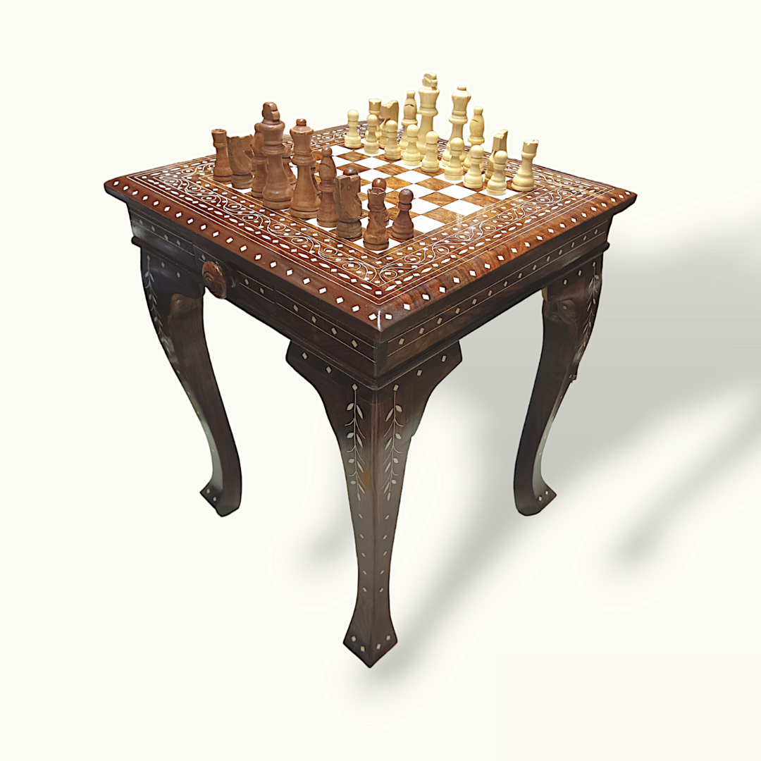 Handcrafted Wooden Chess Table, The Beautiful Chess Table.