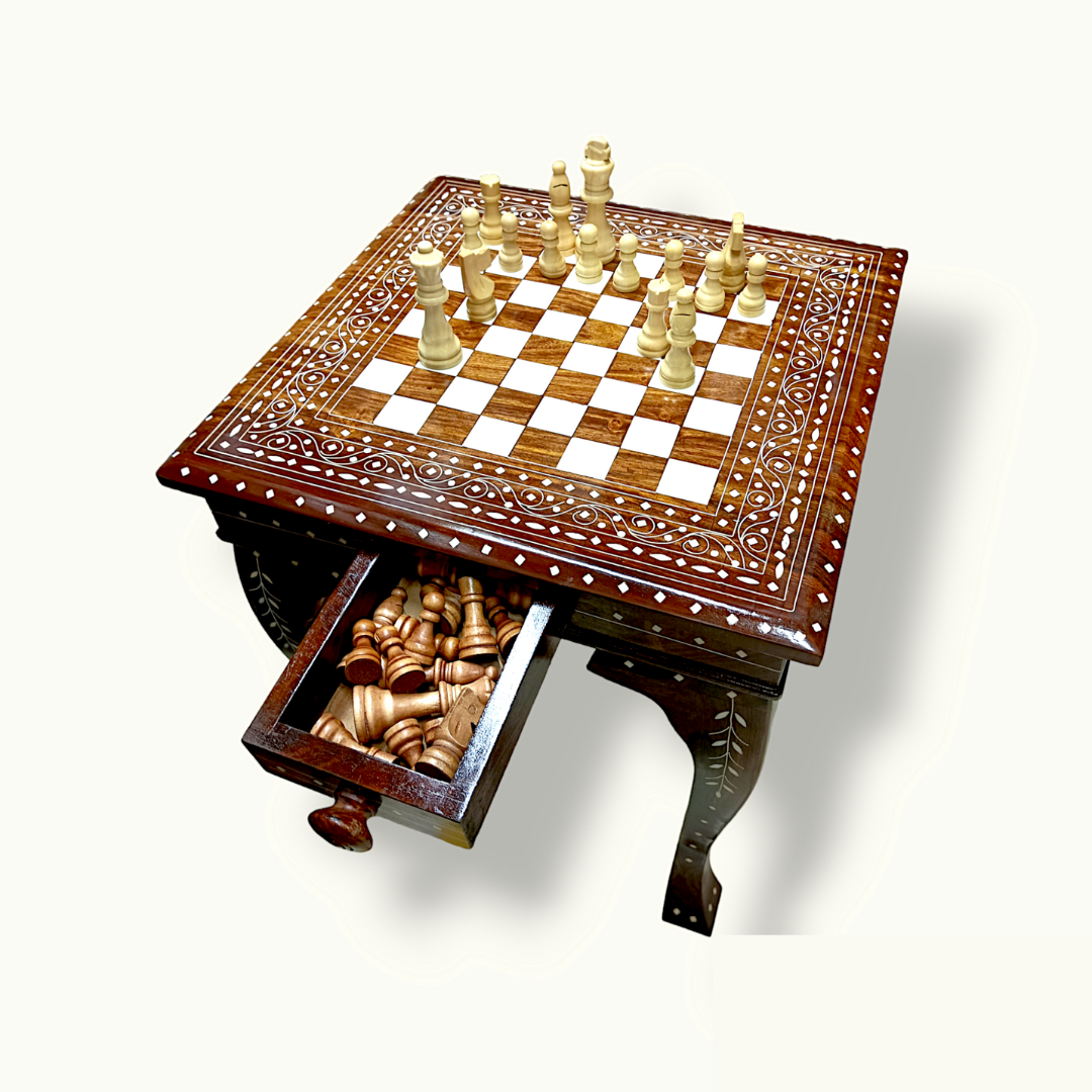 Handcrafted Wooden Chess Table, The Beautiful Chess Table.