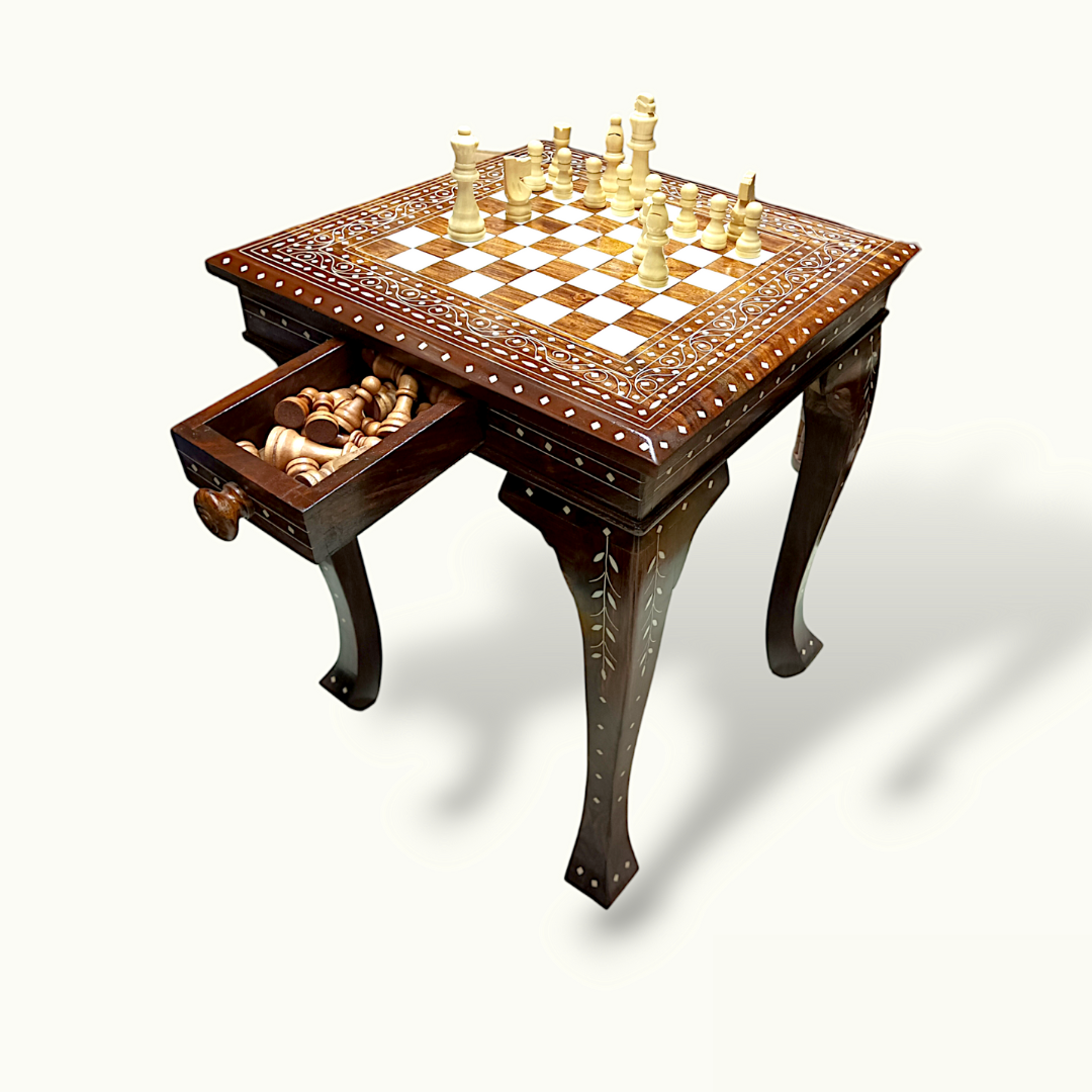 Handcrafted Wooden Chess Table, The Beautiful Chess Table.