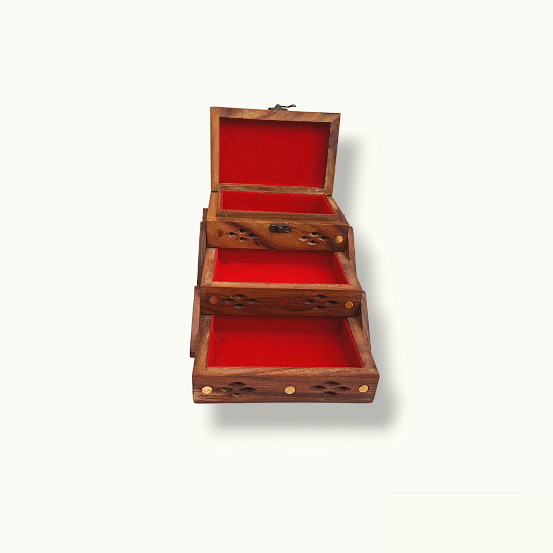 Beautiful Wooden Jewelry Box, Multilayer Wooden Jewelry Box.