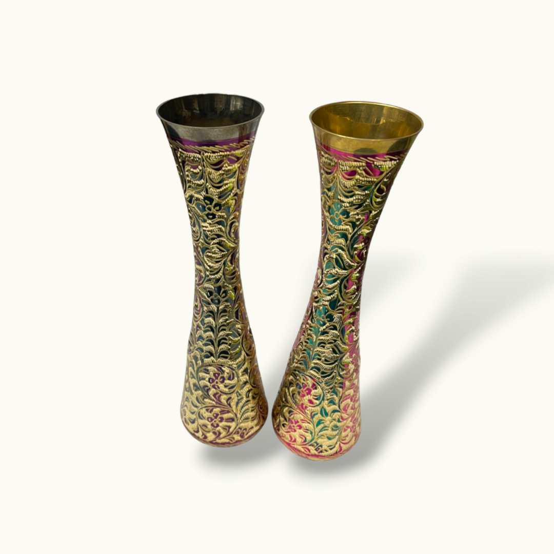 Elevate Your Home With Beautiful Brass Flower Vase Set.