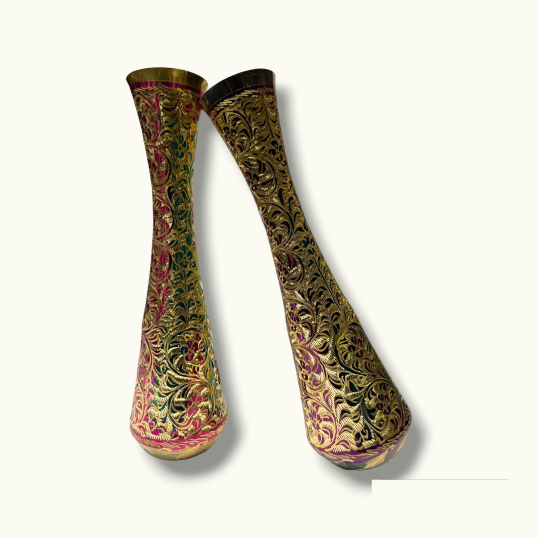 Elevate Your Home With Beautiful Brass Flower Vase Set.