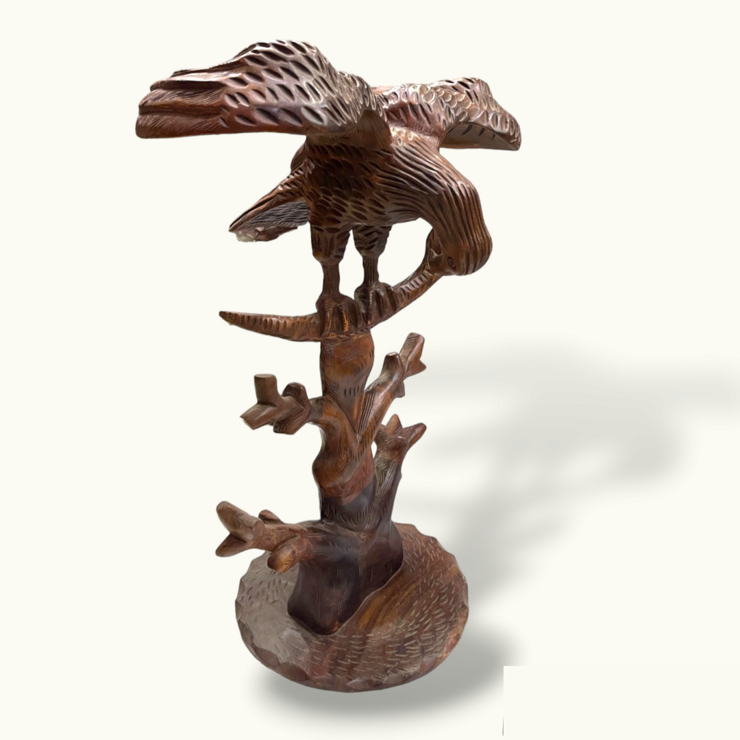 Attractive Wooden Eagle Statue, Stunning Eagle Hunting Snake.