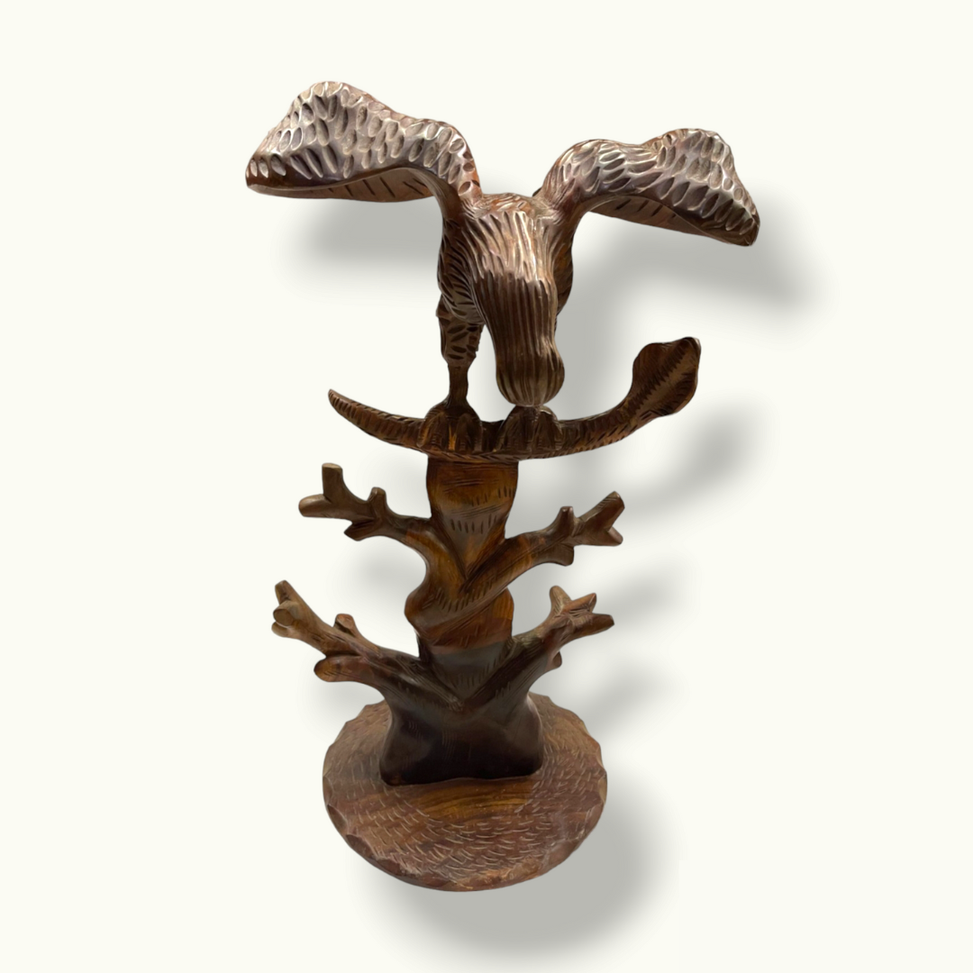 Attractive Wooden Eagle Statue, Stunning Eagle Hunting Snake.