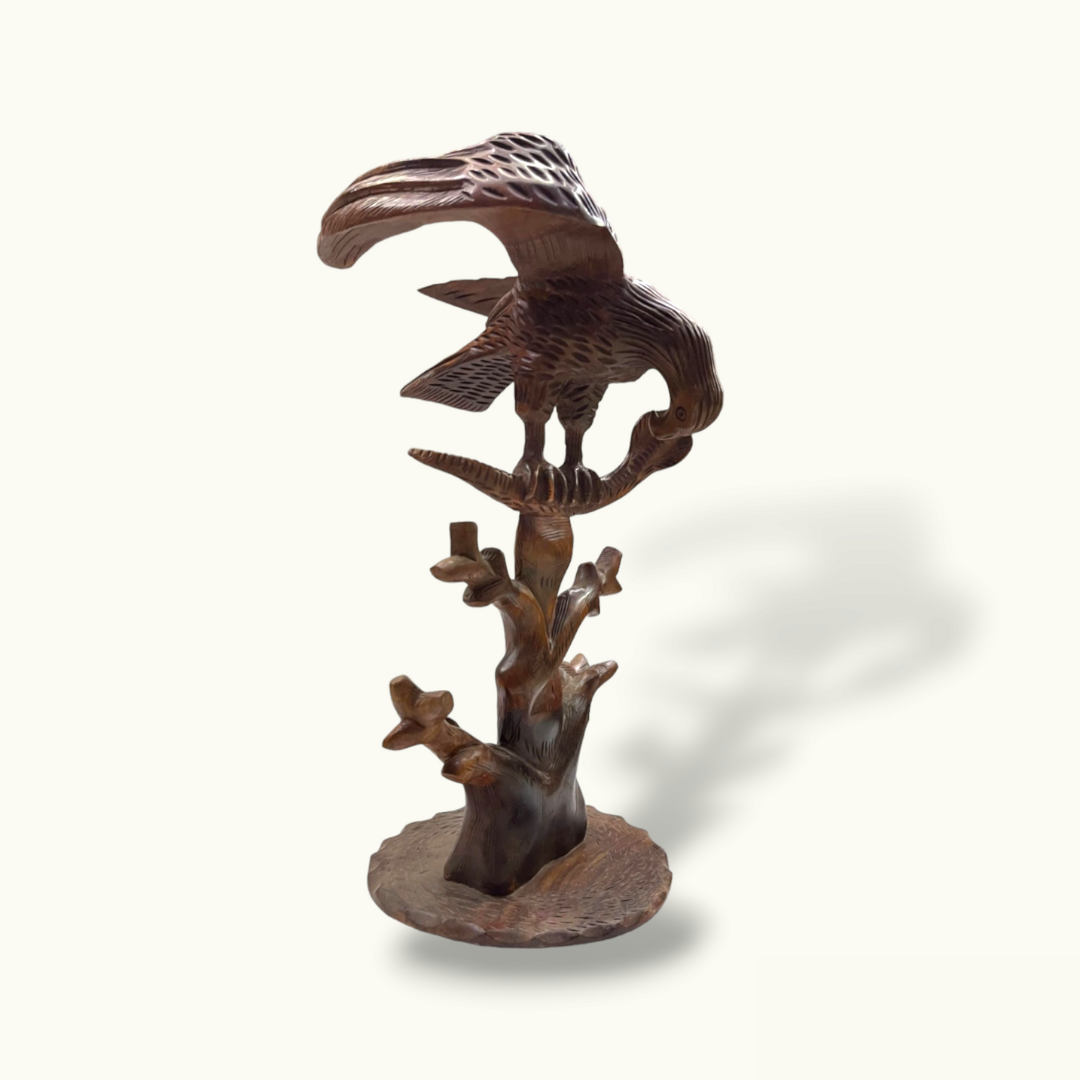 Attractive Wooden Eagle Statue, Stunning Eagle Hunting Snake.