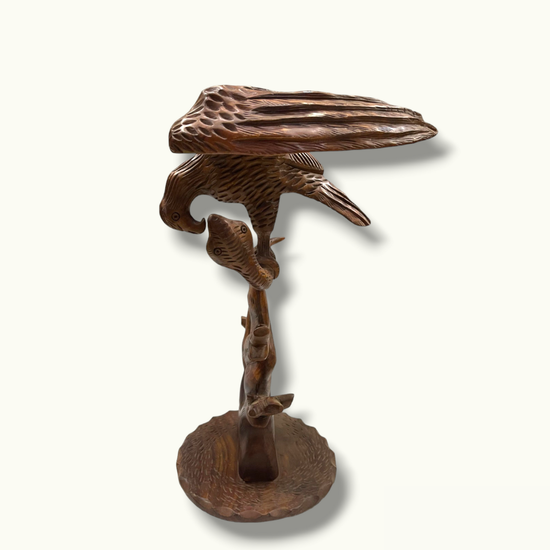 Attractive Wooden Eagle Statue, Stunning Eagle Hunting Snake.