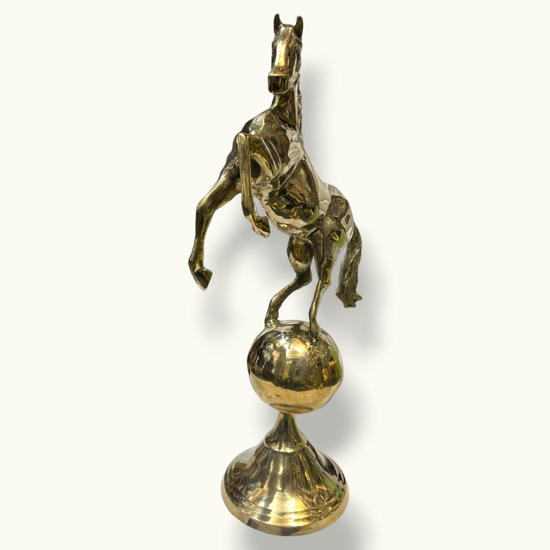 Beautiful Golden Brass Horse Statue, Stunning Brass Horse.