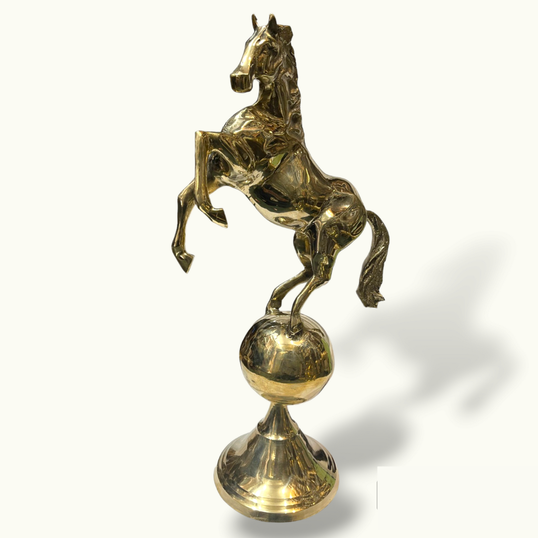 Beautiful Golden Brass Horse Statue, Stunning Brass Horse.