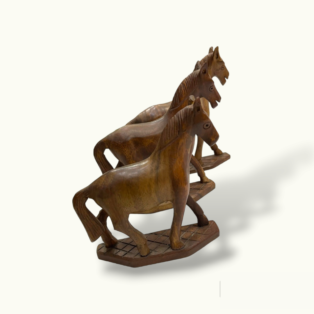 Handcrafted Wooden Horse Set, The Best Horse Statues.