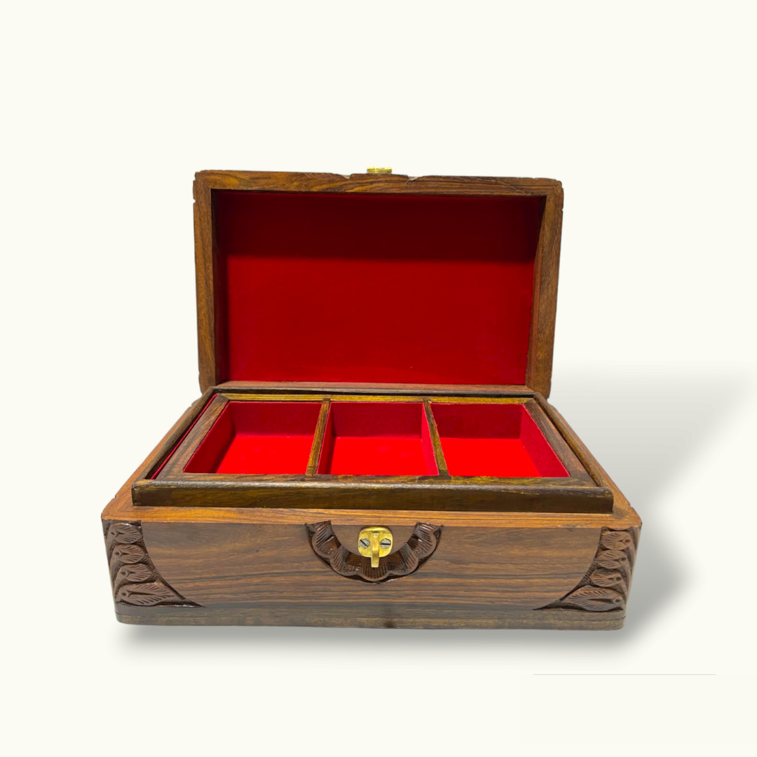 Beautiful Carving Jewelry Box, Stunning Wooden Jewelry Box.