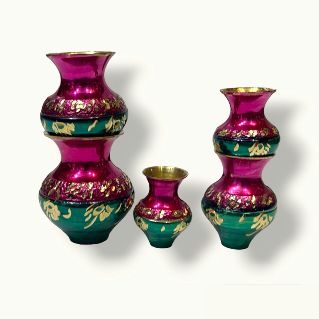 Attractive Brass Matka Set, Beautiful Brass Gift Water Pots.