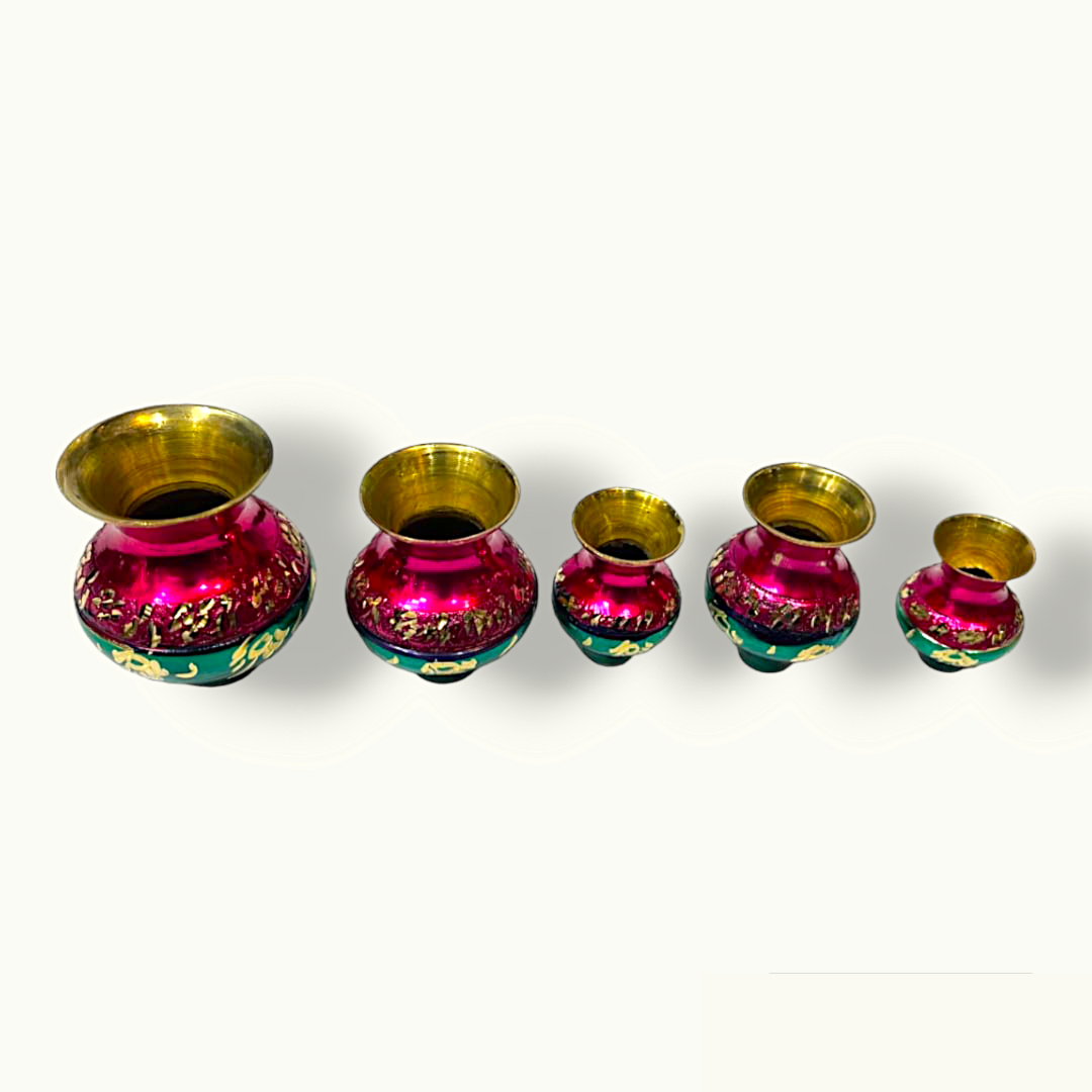 Attractive Brass Matka Set, Beautiful Brass Gift Water Pots.